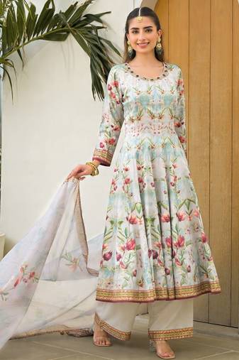 Sea green color elegant sophisticated rich party looks readymade dress