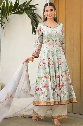 Sea green color elegant sophisticated rich party looks readymade dress