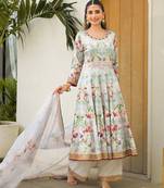 Sea green color elegant sophisticated rich party looks readymade dress