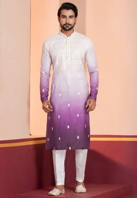Multi color silky silk premium designer festive wear kurta trouser set 2