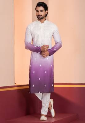 Multi color silky silk premium designer festive wear kurta trouser set 3