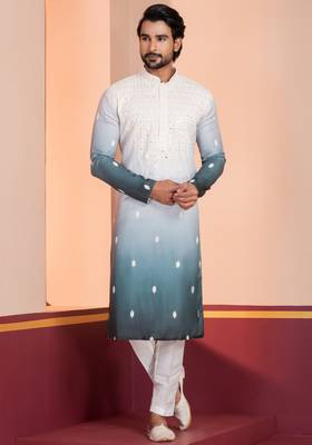 Multi color silky silk premium designer festive wear kurta trouser set 1