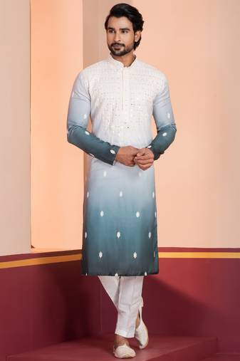 Multi color silky silk premium designer festive wear kurta trouser set