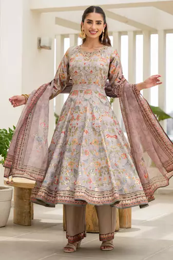 Pink color elegant sophisticated rich party looks readymade dress