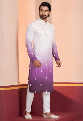 Multi color silky silk premium designer festive wear kurta trouser set 5