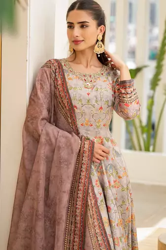 Pink color elegant sophisticated rich party looks readymade dress
