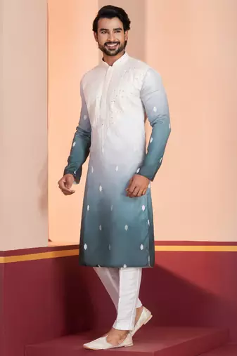 Multi color silky silk premium designer festive wear kurta trouser set