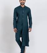 Blue viscose ps premium designer festive wear kurta pyjama set