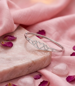925 sterling silver pavé orbit heart bracelet for women