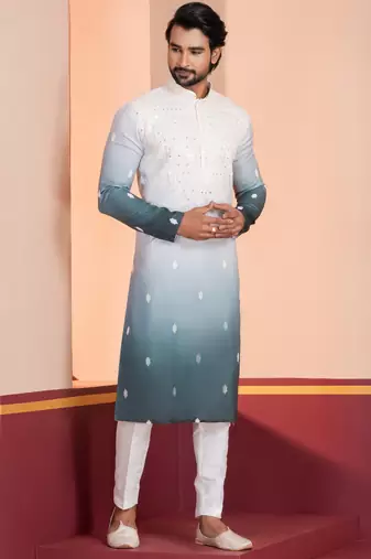 Multi color silky silk premium designer festive wear kurta trouser set
