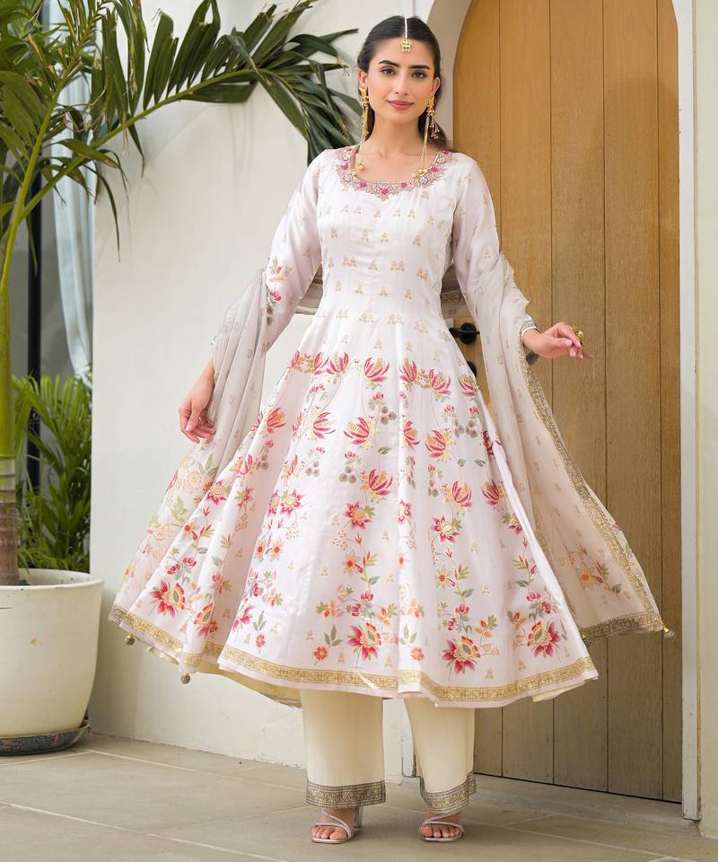 White color elegant sophisticated rich party looks readymade dress