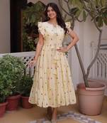 Cream color  embroidery work fancy partywear long kurti for girlie festive looks