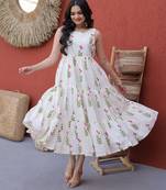Pink color designer printed fancy partywear long kurti for girlie festive looks