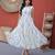 Sky blue color designer printed fancy partywear long kurti for girlie festive looks