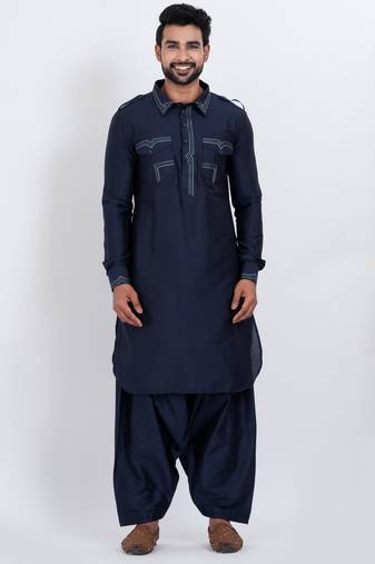 Black viscose ps premium designer festive wear pathani set