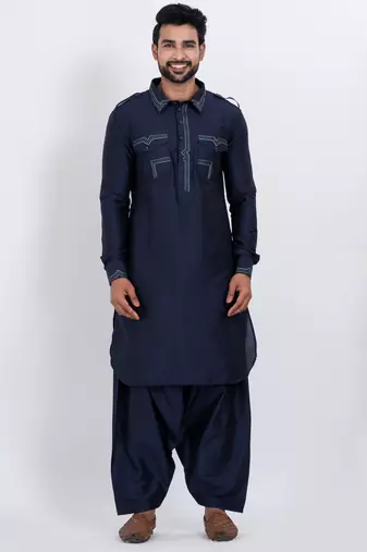 Black viscose ps premium designer festive wear pathani set