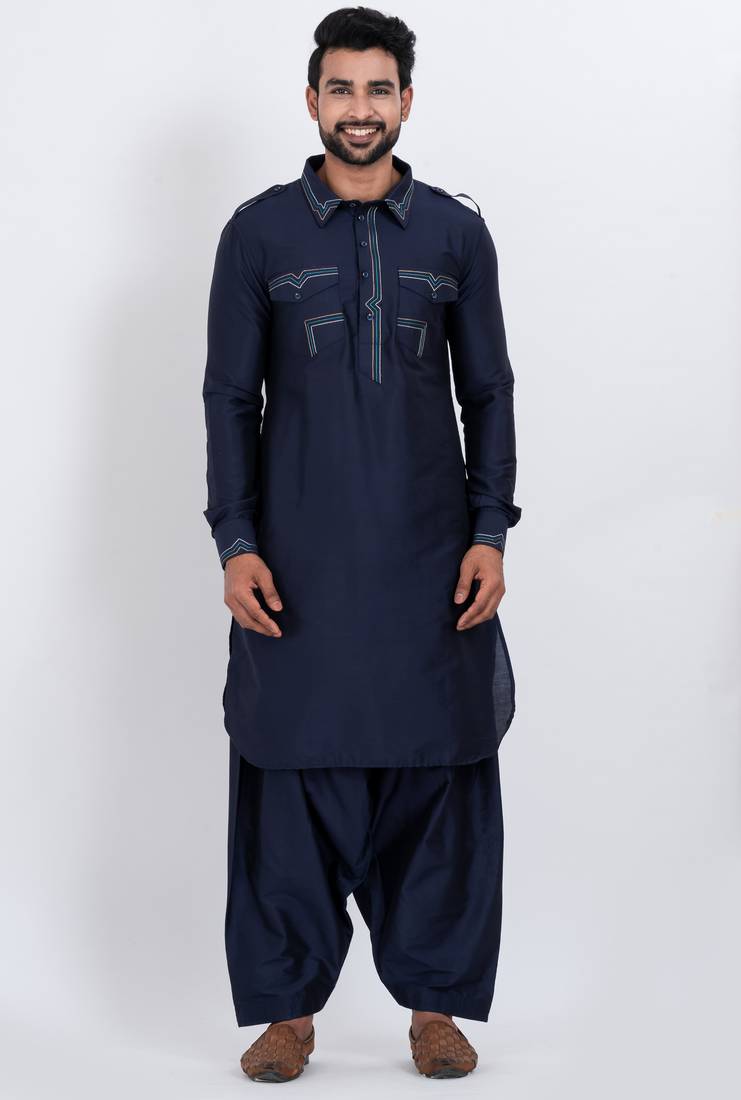 Black viscose ps premium designer festive wear pathani set