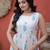 Sky blue color designer printed fancy partywear long kurti for girlie festive looks