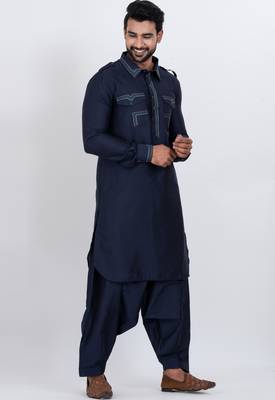 Black viscose ps premium designer festive wear pathani set 3