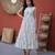 Sky blue color designer printed fancy partywear long kurti for girlie festive looks