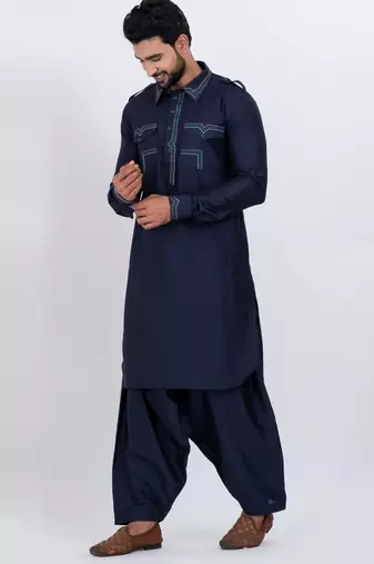 Black viscose ps premium designer festive wear pathani set
