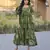 Green color designer printed fancy partywear long kurti for girlie festive looks