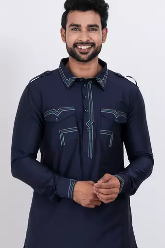 Black viscose ps premium designer festive wear pathani set