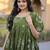 Green color designer printed fancy partywear long kurti for girlie festive looks