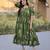 Green color designer printed fancy partywear long kurti for girlie festive looks