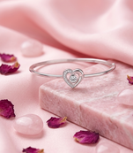 925 sterling silver double heart halo bracelet for women