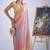 Multi color sequin embroidered work designer silk blend saree for women