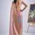 Multi color sequin embroidered work designer silk blend saree for women