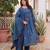 Blue color cotton fabric designer embroidered partywear suit for girls