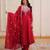 Red color mal chanderi fabric designer embroidered partywear suit for girls