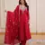Red color mal chanderi fabric designer embroidered partywear suit for girls