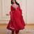 Red color mal chanderi fabric designer embroidered partywear suit for girls