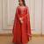 Rust color beautiful ceremonial embroidered partywear gown for beautiful looks
