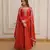 Rust color beautiful ceremonial embroidered partywear gown for beautiful looks