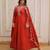 Rust color beautiful ceremonial embroidered partywear gown for beautiful looks