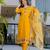 Yellow color chanderi fabric designer partywear stithed suit
