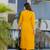 Yellow color chanderi fabric designer partywear stithed suit