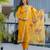 Yellow color chanderi fabric designer partywear stithed suit