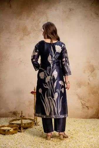 Black color aasam silk partywear stitched suit