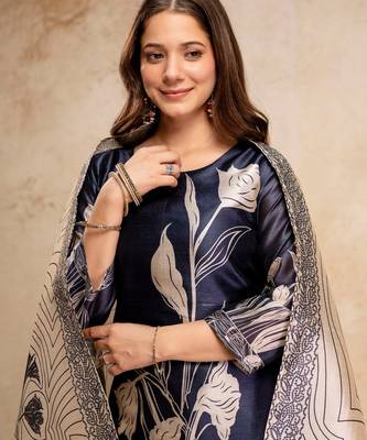 Black color aasam silk partywear stitched suit 3