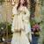 Cream color chinon fabric designer partywear stithed suit