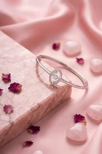 925 sterling silver open heart halo bracelet for women