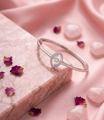 925 sterling silver open heart halo bracelet for women