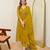 Mustard color mal chanderi fabric designer partywear stithed suit