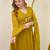 Mustard color mal chanderi fabric designer partywear stithed suit