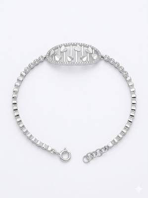 925 sterling silver pavé love script link bracelet for women 1